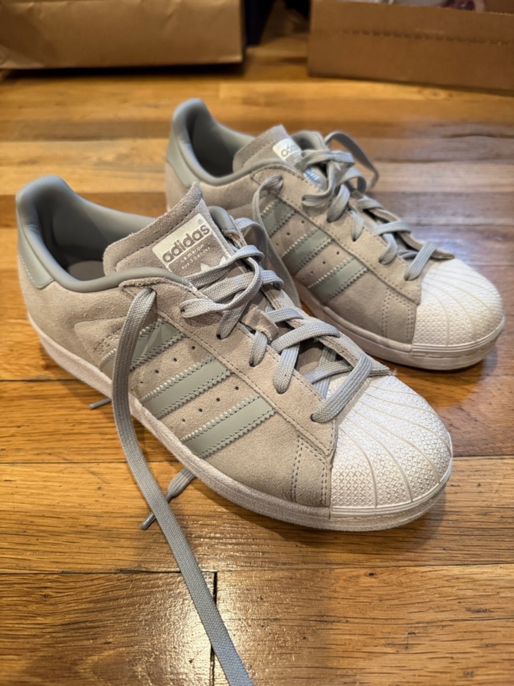 adidas Suede Superstar Sneakers in Light Gray and White size 7.5 (usually an 8)